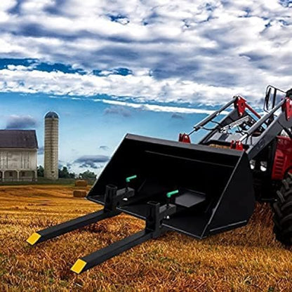 Clamp On Debris Forks To 48-60" Bucket, Heavy Duty Pallet Fork Fit For Loader Bucket Skidsteer Tractor,43''without Stabilizer Bar - size: 43''without Stabilizer Bar