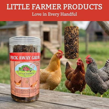 Peck Away Grub Hanging Chicken Treat on String, Black Soldier Fly Larvae for Chickens, High Protein Chicken Snacks and Treats for Laying Hens, 9.87 oz
