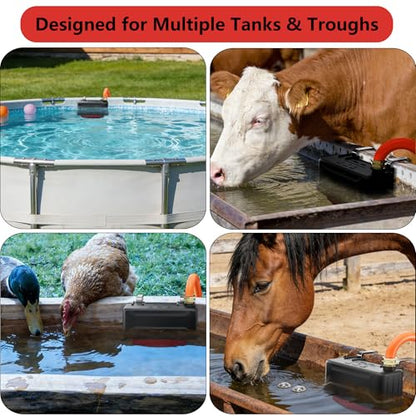 EyGde 1 PC Water Trough Float Valve for Stock Tank, Includes 3/4" Hose Metal Connectors, PTFE Tape, Automatic Water Level Control Device for Livestock Waterer, Poultry, Cattle, Goat, Pool, Pond