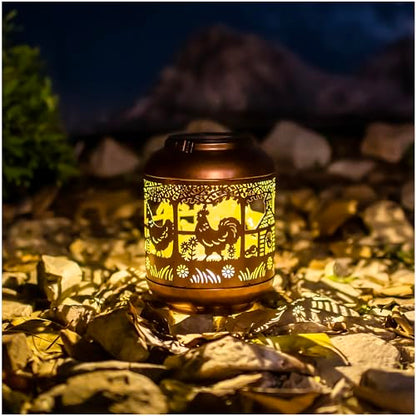 Chicken Solar Lanterns Outdoor Waterproof,Hanging Solar Lights Chicken Gifts for Women Men Metal LED Decorative Light for Yard,Patio,Lawn,Tabletop,Pathway,Landscape,Garden Decor - style: Chicken