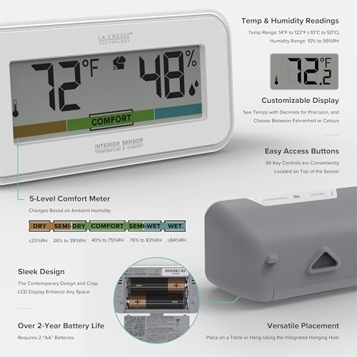 Temp Tracker Interior Wi-Fi Alert System with the Bridge Gateway and an Interior Temperature and Humidity Display with Comfort Meter - size: Small