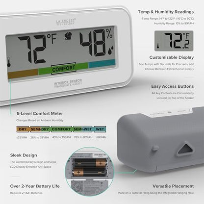 Temp Tracker Interior Wi-Fi Alert System with the Bridge Gateway and an Interior Temperature and Humidity Display with Comfort Meter - size: Small