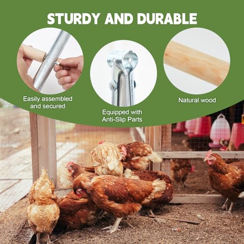 Wenqik Large Chicken Perch Chicken Roosting Bars for Coop Easy Installation Ladder for Backyard Poultry Galvanized Wood Entertaining Roost Toys for Hen Coop Accessories(55'' L x 41'' W)