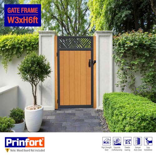3x6FT (34.8" W X 70.8" H) 201 Stainless Steel Anti Sag Wooden Fence Gate Kit Heavy Duty Garden Gate Frame Hardware Kit Reinforcement (Left/Right Free-Installation) - size: W3xH6 FT-Geometric