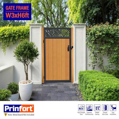 3x6FT (34.8" W X 70.8" H) 201 Stainless Steel Anti Sag Wooden Fence Gate Kit Heavy Duty Garden Gate Frame Hardware Kit Reinforcement (Left/Right Free-Installation) - size: W3xH6 FT-Geometric