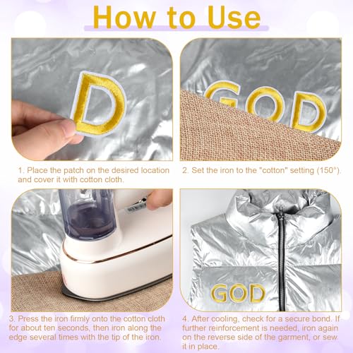 ASTARON 72 Pcs Iron on Letters and Numbers Patches, 1.5 Inch Letters A-Z Numbers 0-9 Embroidered Applique Patches Alphabet Cloth Patch for Clothes, Bags, Socks, Jeans, Hat, DIY Accessories(Gold) - color: Gold