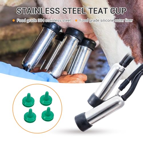 Cow Milking Machine Portable, Cow Milker Machine 25L/6.6 Gallon Stainless Steel Bucket Automatic Cow Milker with Vacuum Pulsation, 550W 2 in 1 Milking Machine for Cows and Goats on Mobile Cart