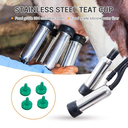 Cow Milking Machine Portable, Cow Milker Machine 25L/6.6 Gallon Stainless Steel Bucket Automatic Cow Milker with Vacuum Pulsation, 550W 2 in 1 Milking Machine for Cows and Goats on Mobile Cart