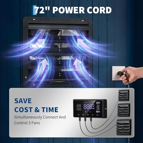 Garvee 20 Inch EC Motor Shutter Exhaust Fan with Touchscreen Controller for Temp Humidity and Speed Control, 4000 CFM 10-Speed Ventilation Fan Wall Mount Fan for Garage, Attic, Greenhouse, Shed - size: 20 Inch
