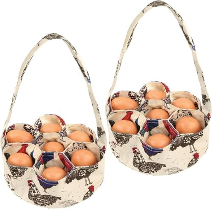 2pcs Egg Bags Mini Egg Collecting Gathering Basket with 7 Pouches for Farmhouse Chicken Hen Duck Goose Housewife Garden Transporting Storage
