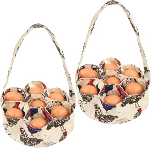 2pcs Egg Bags Mini Egg Collecting Gathering Basket with 7 Pouches for Farmhouse Chicken Hen Duck Goose Housewife Garden Transporting Storage