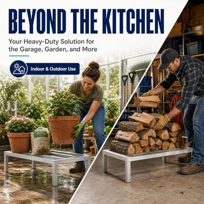 24" x 24" x 8" Aluminum Dunnage Rack Heavy Duty Floor Storage Stand, NSF for Commercial Use - size: 24"W x 24"D x 8"H