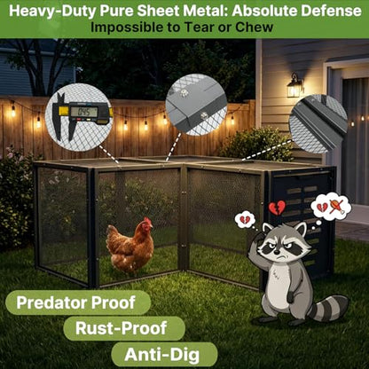 A Anleolife Chicken Tunnel, 23.6 inch Wide Heavy Duty Metal Chicken Coop, Predator Proof Modular Extension Chicken Run for Outside Poultry Coop as Hens, Rabbits, Ducks and Small Pets