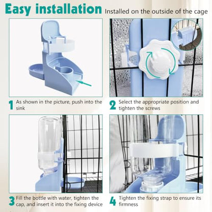 kathson Rabbit Water Bottle, 17oz Hanging Water Fountain Automatic Dispenser No Leak WaterFeeder for Bunny Chinchilla Guinea Pig Hedgehog Ferret - size: 2PCS Water Dispenser, Blue