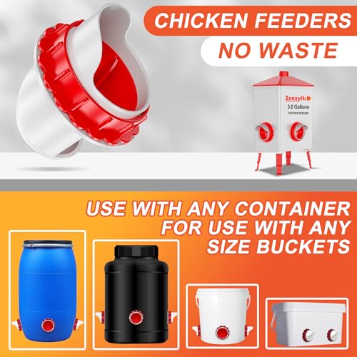 ZenxyHoC DIY Chicken Feeders No Waste, 4 Ports Poultry Feeder with Hole Saw for Buckets Troughs - size: 4 Ports