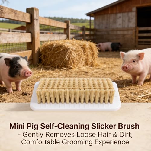 2 Pcs Pig Enrichment Toy, Mini Pigs Self Cleaning Slicker Brushes, Pet Grooming Brush & Scratch Toy 2-in-1 for Mini Pig, Dogs, Cats
