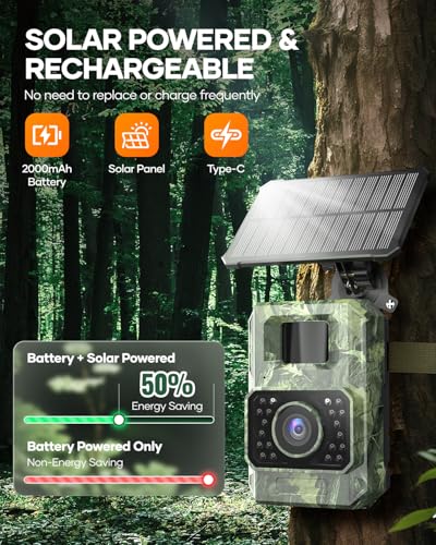 Assark Solar Trail Camera 48MP 30FPS, WiFi Bluetooth Game Camera with Motion Activated 0.2s Trigger, Night Vision Motion Activated IP66 Waterproof for Wildlife Scouting with 32GB Micro SD Card - color: Grey