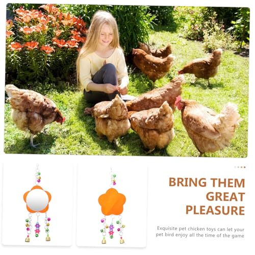 Generic Chicken Mirror with Bell for Birds and Poultry Acrylic Hanging Mirror for Roosters Hens Parrots Interactive Pet Cage Accessory for Fun and Entertainment
