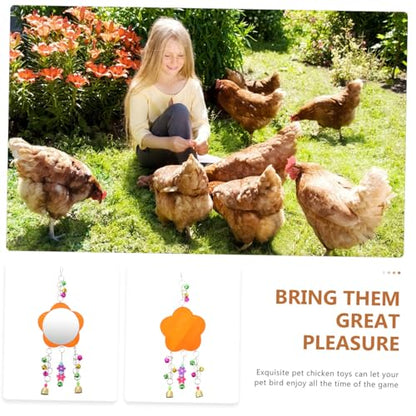 Generic Chicken Mirror with Bell for Birds and Poultry Acrylic Hanging Mirror for Roosters Hens Parrots Interactive Pet Cage Accessory for Fun and Entertainment