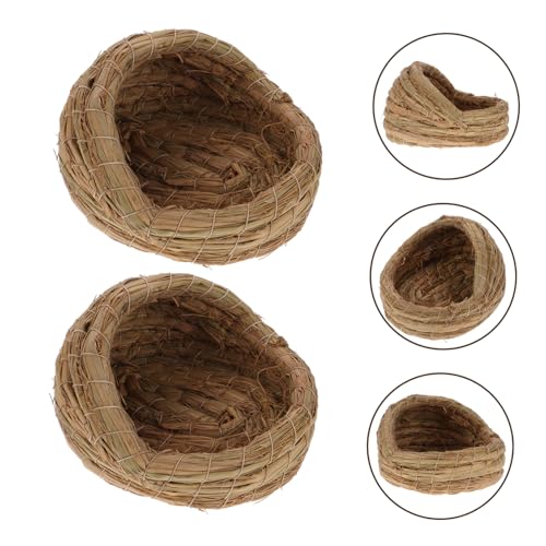 2pcs Cozy Straw Woven Chicken Nest for Egg Laying and Sleeping Comfortable Pet Hut for Animals for Secure and Private Coop