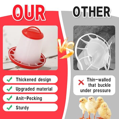 Chicken Feeder and Waterer Kit,Chick 1.5kg Flip Top Feeder and 1.5 L Waterer for Ducks/Quail,Automatic Baby Chick Starter Set for Small Poultry