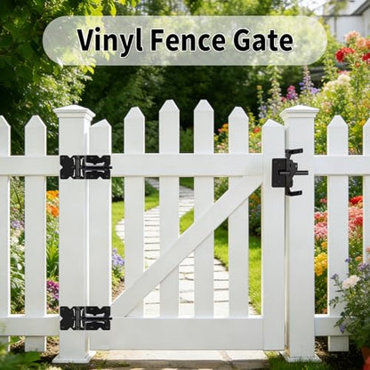 K Kasonic Self Closing Gate Hinges and Latch Kits, Heavy Duty Door Hinges Hardware Kit for Vinyl/PVC/Wooden Fence Gates, 90 Degree Adjustable, Fits 3/4" to 1" Gap with Adjuster Tool and Screws