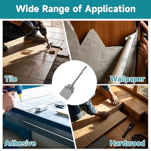 65A Shank 6 Inch Wide Floor Scraper Chisel Bit - 24" Long Alloy Steel Jack Hammer Drill Bit Blade Scraper, Spring-loaded Bolt Reinforcement, Removal Tools for Tile Thinset Hardwood Adhesive - style: 65A Shank (Spring-loaded Bolt Reinforcement)