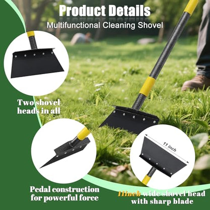 Heavy-Duty Garden Shovel 72inch All-Season Outdoor Tool with 4.3" Wide Blade, Rust-Proof Steel & Ergonomic Handle for Seniors (Weed Removal, Snow Scraper, Moss Cleaner) - size: 72 inch