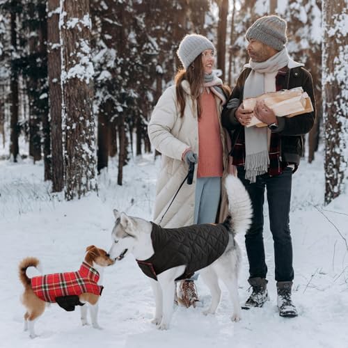 Kuoser Warm Dog Coat, Waterproof Dog Jacket for Extra Large Dogs, Adjustable Durable XL Doggie Winter Coat Reversible Cozy Puppy Cold Weather Apparel from Small to Large Breed, Bright Red XL - color: Bright Red, size: X-Large (Pack of 1)