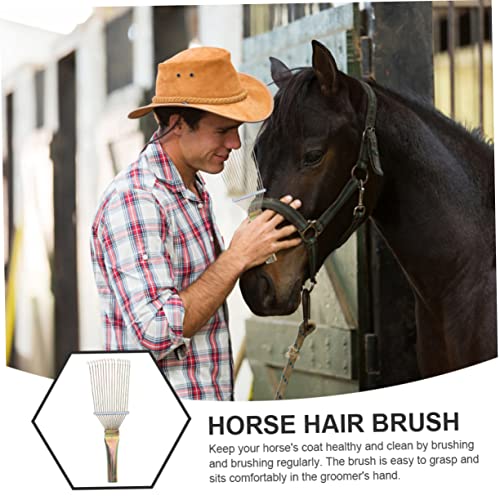 BESPORTBLE Metal Cattle Hair Rake for Horse Grooming Medium Livestock Brush for Shedding and Cleaning Horses Cattle and Donkeys Comfortable Comb with Fine Grinding for Massage