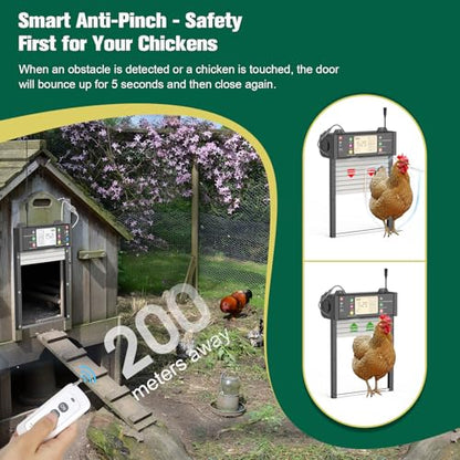 Automatic Chicken Coop Door, TUYA App Status View Solar Door WiFi Enable