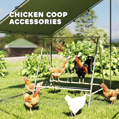 PawHut Chicken Perch for Coop, Chicken Roosting Bars with 2 Adjustable Swings, Coop Accessories for Farm, Backyard, Silver