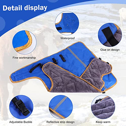 Fleece Calf Blankets Jacket for Calves - Calf Coat Keep Warmming, Soft Calf Cow Goat Dog Warm Clothes Comfortable Freezing Resistance Cold Proof Oxford Cloth Waterproof - color: Blue Yellow