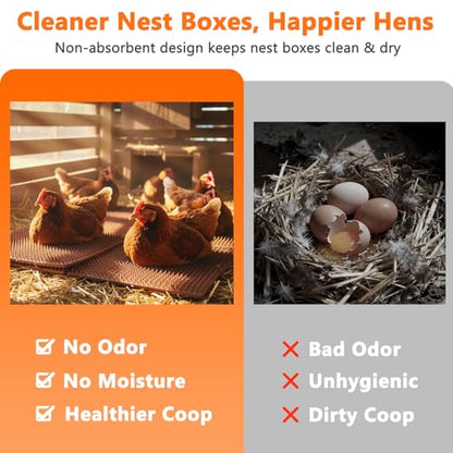 INNOLAND 6 Pack Chicken Nesting Pads, Reusable Nesting Pads for Chicken Coop, 12"x12" Plastic Laying Box Pads, Washable Nesting Box Pads for Chicken Coop Accessories