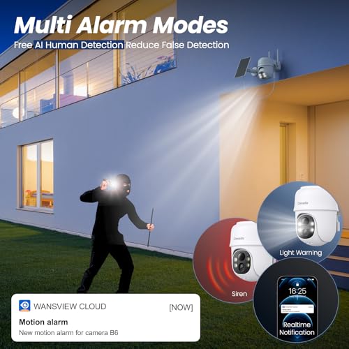 Cinnado 2K Cameras for Home Security-2.4G WiFi Outdoor Camera Wireless Solar/Battery Powered, 360° Viewing, Human Detection, Color Night Vision, Cloud/SD Storage B6 (B6-White-4pack-2.4G) - style: B6-White-4pack-2.4G
