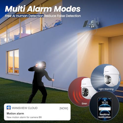 Cinnado 2K Cameras for Home Security-2.4G WiFi Outdoor Camera Wireless Solar/Battery Powered, 360° Viewing, Human Detection, Color Night Vision, Cloud/SD Storage B6 (B6-White-4pack-2.4G) - style: B6-White-4pack-2.4G