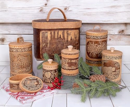 STP GOODS Birch Bark Container, Storage container, Kitchen Container Money to the House Birch Bark (Elk) - color: Elk