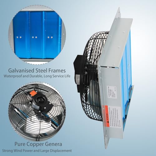 10 inch Shutter Exhaust Fan, Exhaust Fan Wall Mounted with Mesh Screen, Automatic Aluminum Shutter Suitable for Garages Basement Attic - size: 10 Inch