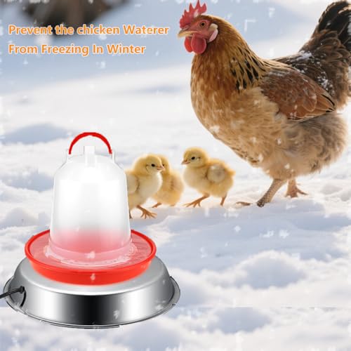 12in Chicken Water Heater, 5 Gallons Chicken Water Heater Base,Automatic Electric Poultry Winter Deicer Heated Base for Plastic/Metal Chicken Waterer