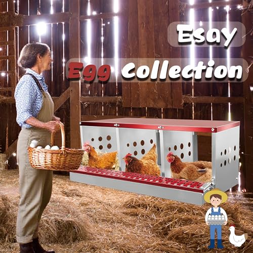 XINYI Chicken Nesting Boxes for Laying Eggs, Metal Coop for 3 Chickens,Roll Away Nesting Boxes,Easy Egg Collection, Brooder Box for Rabbit, Squirrel, Parakeet, Owl, Cockatiel, Robin - size: 3 Compartments