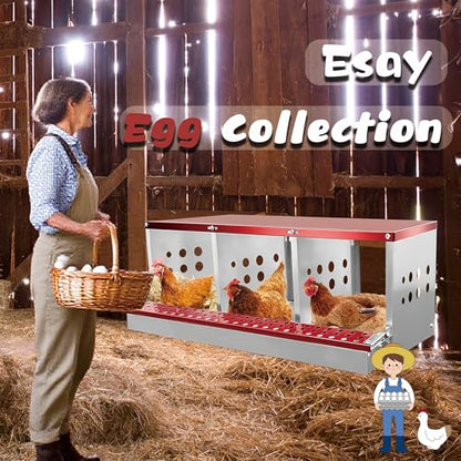 XINYI Chicken Nesting Boxes for Laying Eggs, Metal Coop for 3 Chickens,Roll Away Nesting Boxes,Easy Egg Collection, Brooder Box for Rabbit, Squirrel, Parakeet, Owl, Cockatiel, Robin - size: 3 Compartments