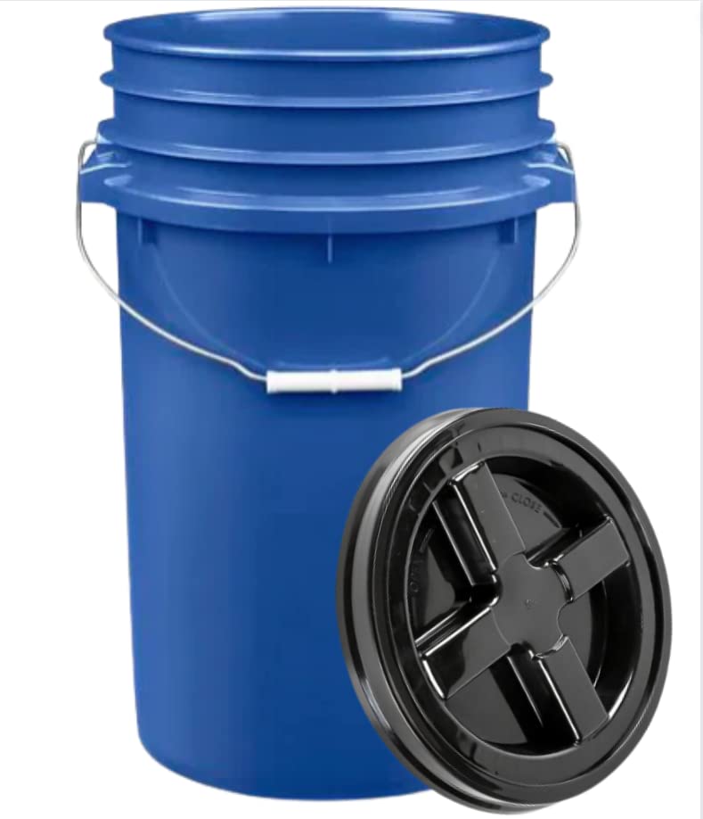 House Naturals 7 Gallon Blue Container Bucket Pail with Screw on Air Tight lid Food Grade - BPA Free- Made in USA (Pack of 2)