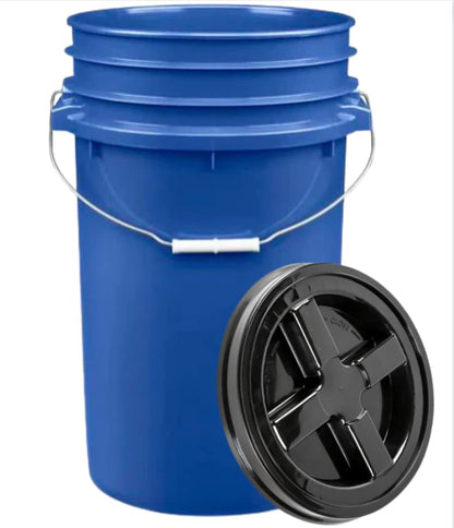 House Naturals 7 Gallon Blue Container Bucket Pail with Screw on Air Tight lid Food Grade - BPA Free- Made in USA (Pack of 2)