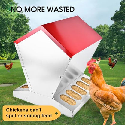 shengyi 11.5-55lbs Galvanized Chicken Feeder - Rat Proof Poultry Feeder with Lid Weatherproof Outdoor Coop Food Dispenser (55lbs 15.7x15.7
