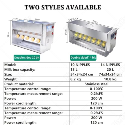 Multifunctional Piglet Milk Feeding Machine, Automatic Constant Temperature Stainless Steel Feeder with 10/14 Nipples and Sound for Lambs, Calves, and Piglets 20L - size: 20L