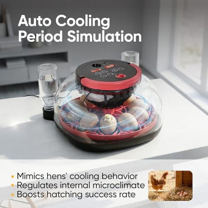 LARKBIRD Incubators for Hatching Eggs - 12 Egg Incubator with Automatic Egg Turning and Humidity Control, 1080P HD Camera & APP Controlled, for Chickens/Duck/Quail/Pigeon Eggs