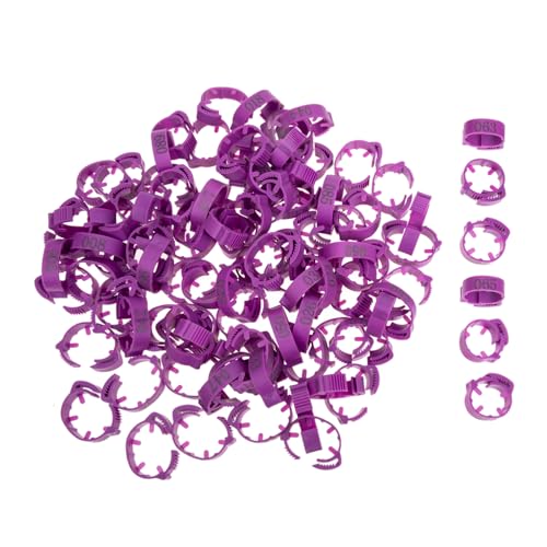 ibasenice Adjustable Chicken Leg Bands Numbers 1-100 Poultry Identification Rings Plastic Bird Foot Marking Tools for Pigeons and Chickens