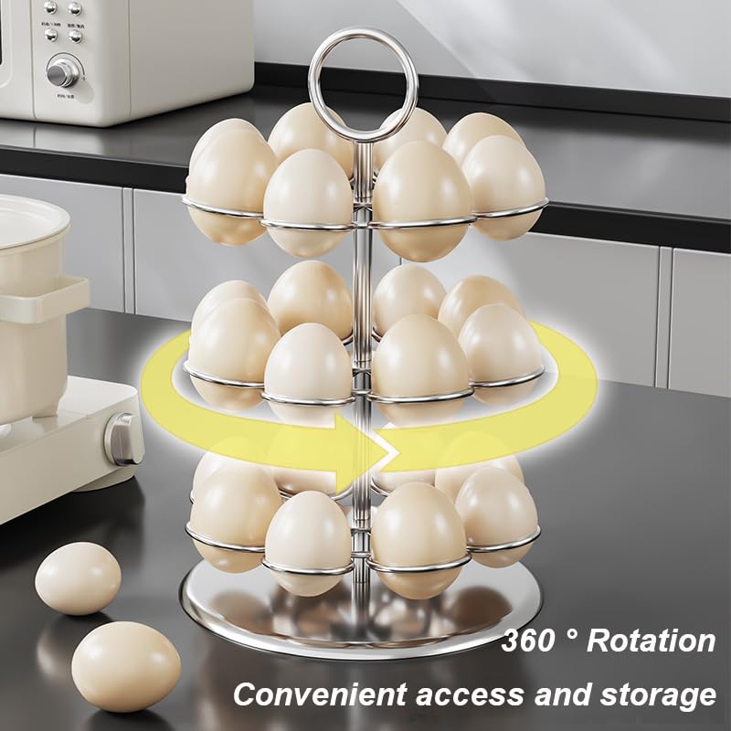Egg Rack Dispenser, SUS304 Storage Display Stand Stainless Steel Steamer Rolling Egg Organizers and Storage Keeper