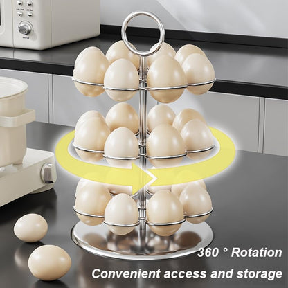 Egg Rack Dispenser, SUS304 Storage Display Stand Stainless Steel Steamer Rolling Egg Organizers and Storage Keeper
