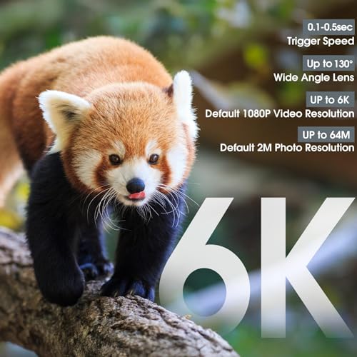 Trail Camera Full Color 6K 64MP Solar WiFi Game Hunting Camera with Night Vision,Built-in 7500mAh Battery, IP67 Waterproof, Thermal Sensitivity Activated Field Camera